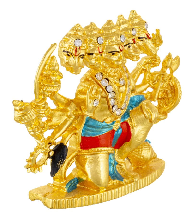 GCT Panchmukhi Hanuman Idol 5 Faced Bajrang Bali Murti (B-181) Color Metal Statue for Home Décor Car Dashboard Mandir Pooja Murti Temple Puja Office Table Showpiece - Image 3