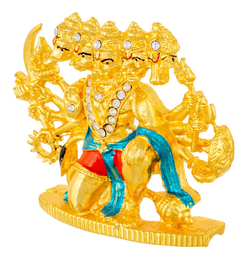 GCT Panchmukhi Hanuman Idol 5 Faced Bajrang Bali Murti (B-181) Color Metal Statue for Home Décor Car Dashboard Mandir Pooja Murti Temple Puja Office Table Showpiece - Image 4