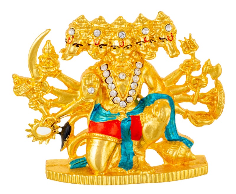 GCT Panchmukhi Hanuman Idol 5 Faced Bajrang Bali Murti (B-181) Color Metal Statue for Home Décor Car Dashboard Mandir Pooja Murti Temple Puja Office Table Showpiece - Image 1