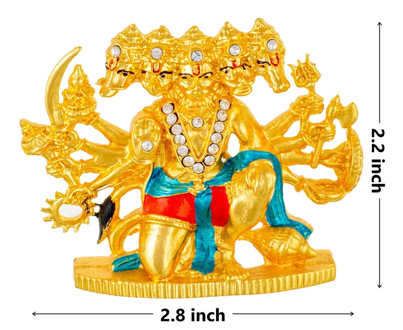 GCT Panchmukhi Hanuman Idol 5 Faced Bajrang Bali Murti (B-181) Color Metal Statue for Home Décor Car Dashboard Mandir Pooja Murti Temple Puja Office Table Showpiece - Image 2