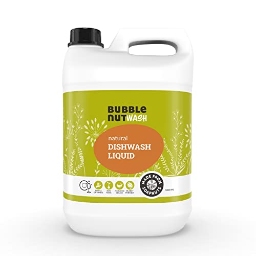 BubbleNut Wash Natural And Organic Dishwash Liquid - Herbal, Soap nuts based, Ecofriendly, Baby safe, Dishwashing liquid 5 Lits - Image 1