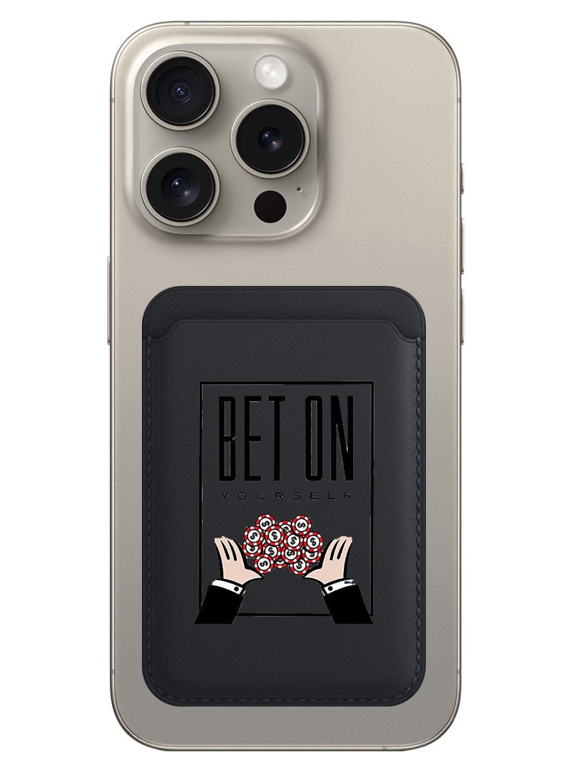 Theodor Magnetic Wallet, Compatible with MagSafe Wallet, for iPhone Wallet, for iPhone 16/15/14/13/12 Series, Not for iPhone 13/12 mini, 3 Card Holder, Vegan Leather, Black - Bet on yourself - Image 1