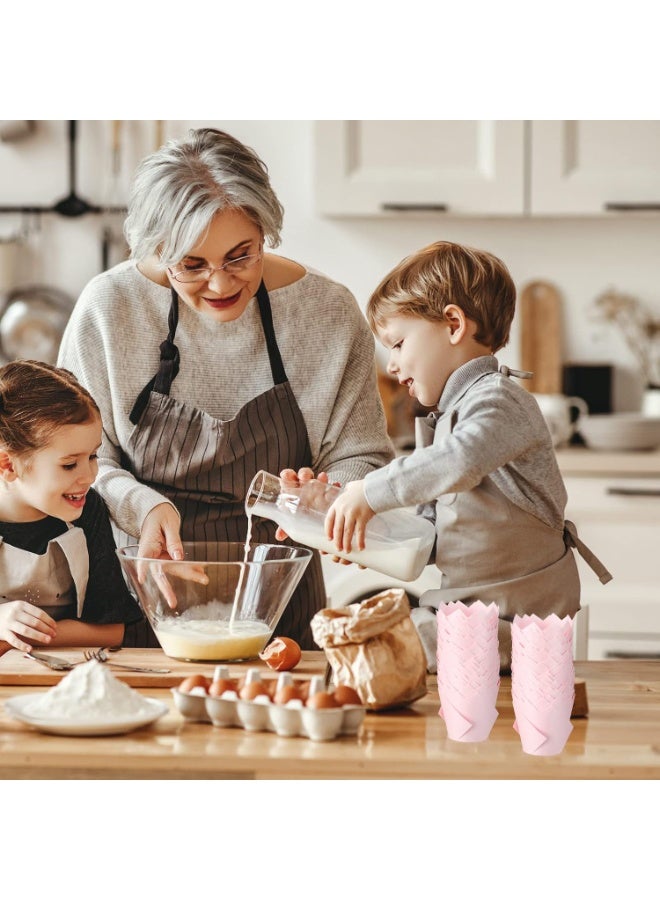 200 Pack Tulip Cupcake Liners Paper Baking Cups Greaseproof Muffin Liners Grease Resistant Cupcake Wrappers for Weddings Birthday Cake Balls Muffins Candy Jelly Party(Pink) - Image 4