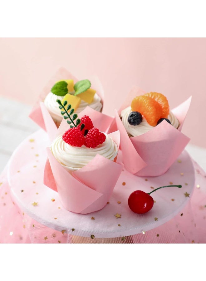 200 Pack Tulip Cupcake Liners Paper Baking Cups Greaseproof Muffin Liners Grease Resistant Cupcake Wrappers for Weddings Birthday Cake Balls Muffins Candy Jelly Party(Pink) - Image 5
