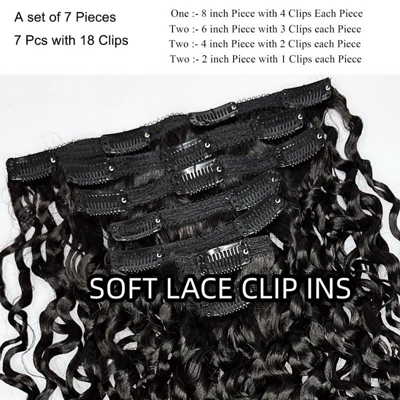 zikria Burmese Curly Clip in Hair Extensions Human Hair 3C4A Lace Clip in Human Hair Extensions 7pcs 120g/set Spirally Curly Classic Clips Ins Real Human Hair Extension Full Head For Black Women 14 Inch - Image 5