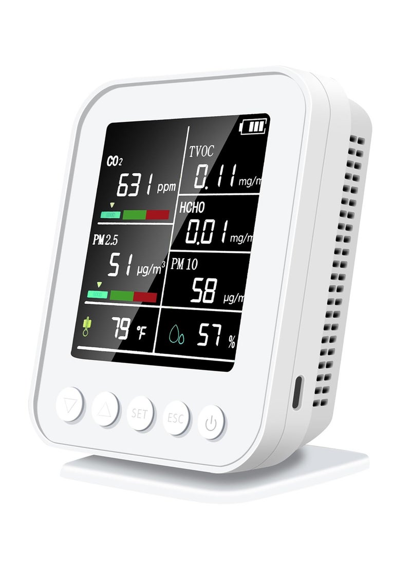 Excefore 7-in-1 Air Quality Monitor for Indoor Use – Detects PM2.5 & CO2, Real-Time Alerts with LED Display, 2-Second Data Refresh, 2-Year Storage, Ideal for Health Monitoring in Home & Office - Image 1
