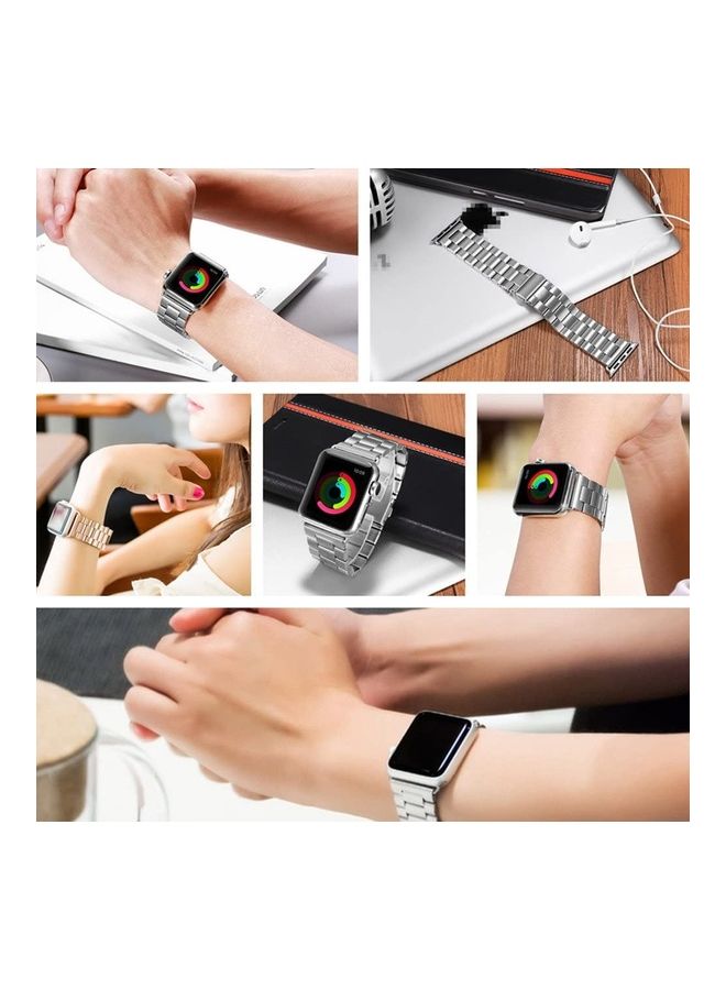 NIBEMINENT Stainless Steel Replacement Band For Apple Watch Series 7/6/5/4/3/2/1 38/40/41MM Silver - Image 3