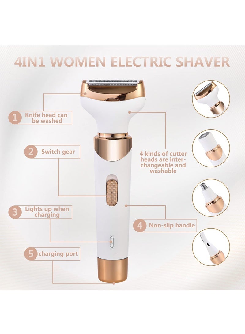 CAYGA Electric Lady Shaver, Electric Razor for Women Shaving 4-in-1 Lady Shaver for Women Face, Legs and Underarm, Painless&Portable Bikini Trimmer Wet & Dry Hair Removal - Image 2