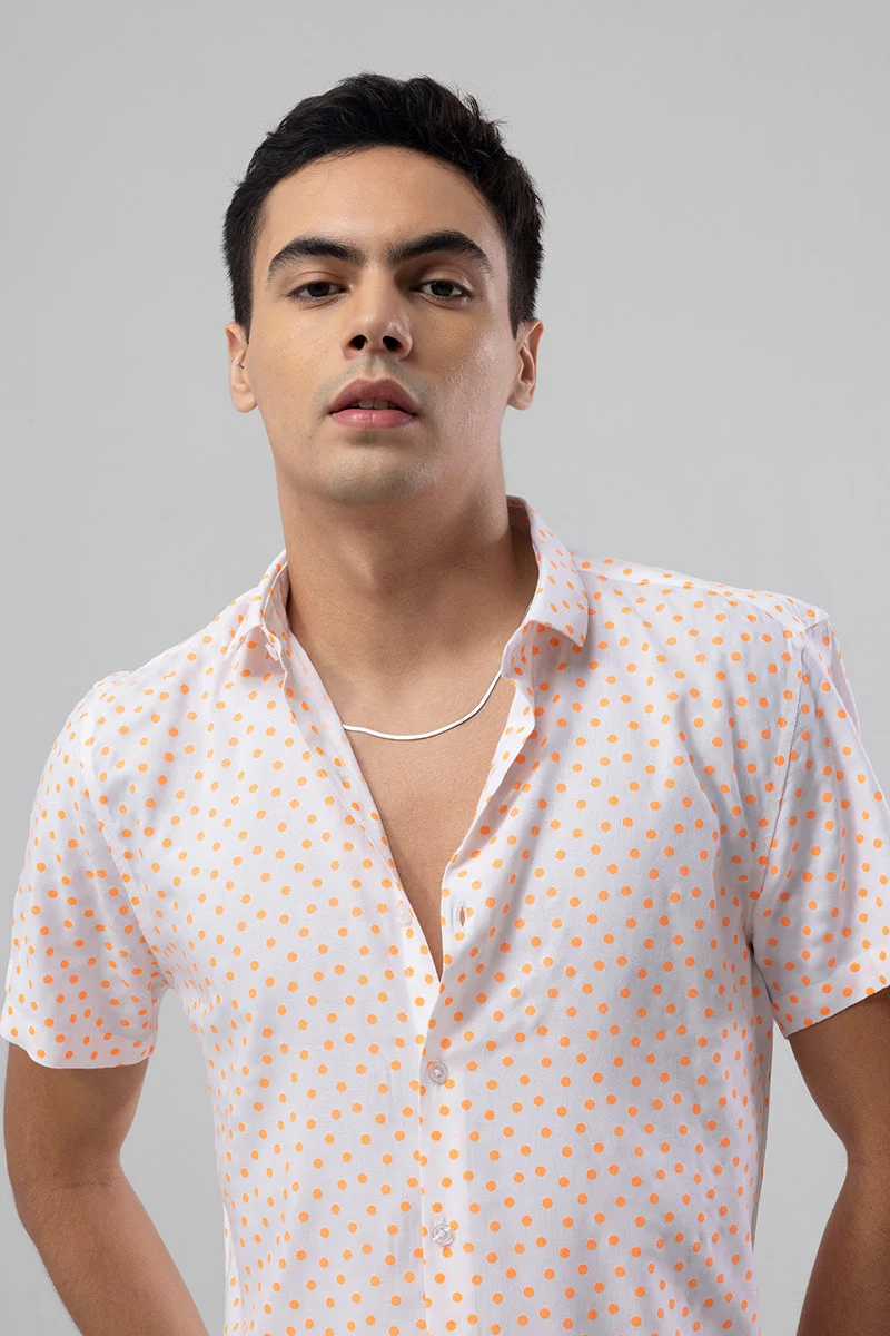 سنيتش Light Pink Polka Dots Half Sleeve Slim Fit Casual Shirt