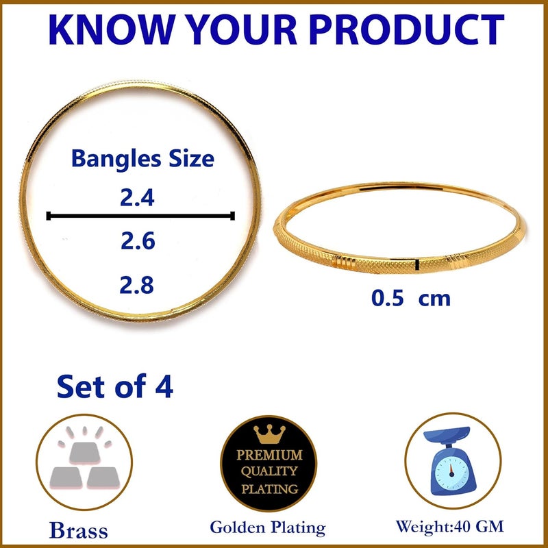 ZENEME Store مجموعة من 4 أساور مصنوعة يدويًا بتصميم كلاسيكي ومطلية بالذهب - Image 5