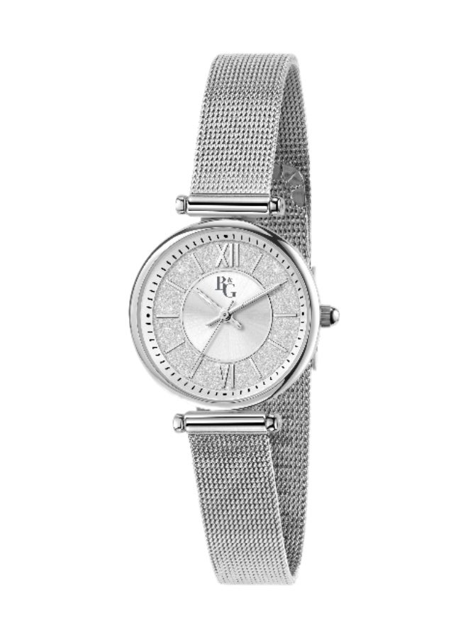B&G Women's Silver Round Analog Dial with Silver Metal Band Watch - 28mm - R3853302504 - Image 1