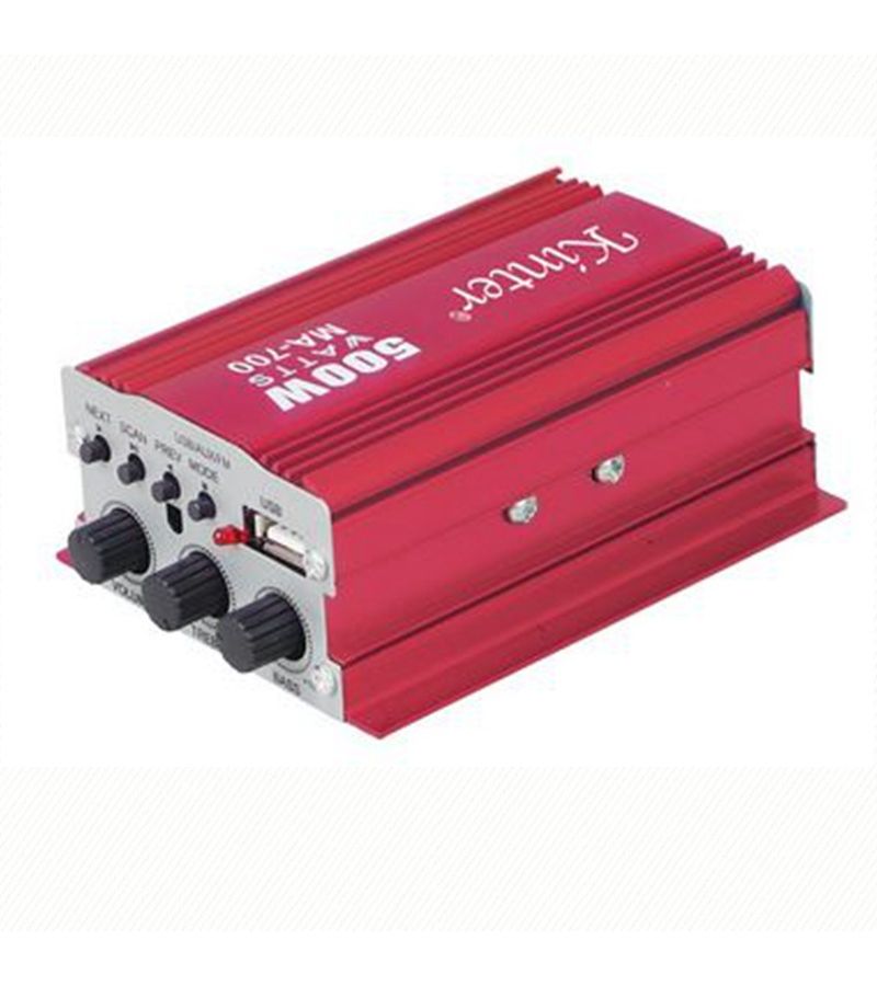 Car Mini Amplifier USB MP3 FM High Power With Remote Control MA700 Red - Image 3