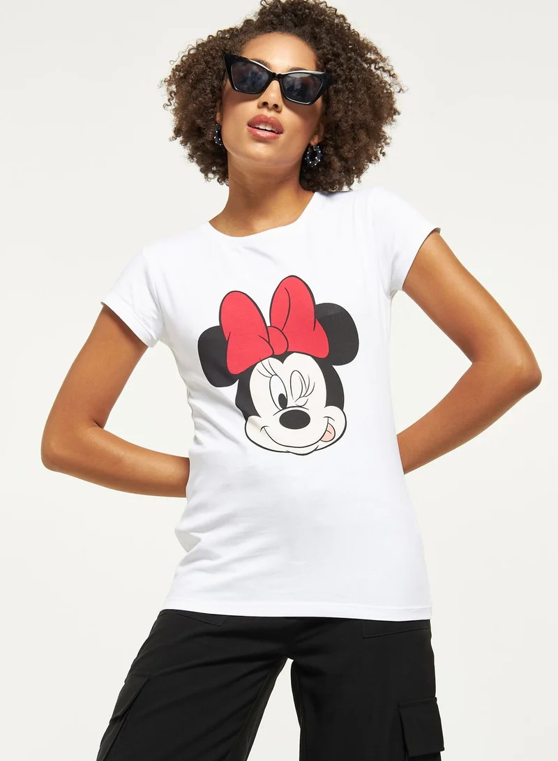 SP Characters Crew Neck Minnie Mouse Printed T-Shirt