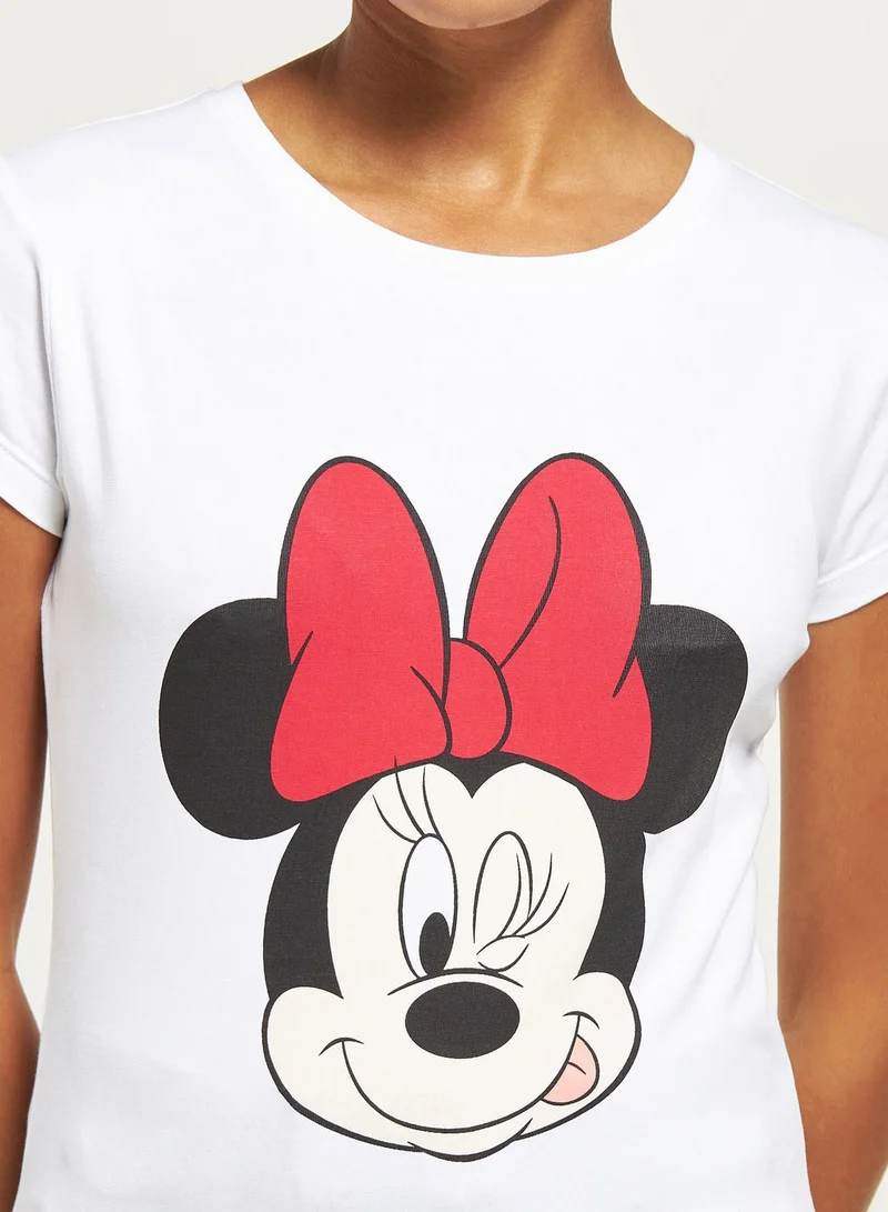 SP Characters Crew Neck Minnie Mouse Printed T-Shirt