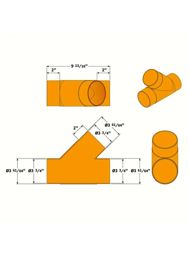 Black 4 Inch Y Fitting Wye Adapter For Dust Collection System Flexible Hose Pipe - Image 2