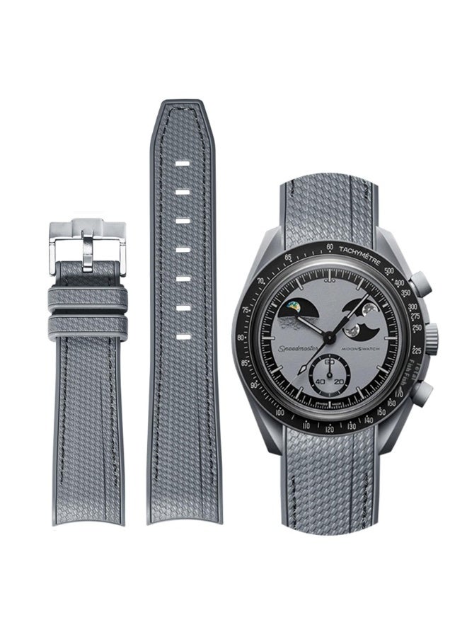 KISSUN Bands for Moonswatch Watch,Curved SIlicone Strap Compatible with Omega X Swatch 20mm Watch,Swatch Omega Moonswatch Speedmaster Watch Replacement No Gap Strap Men Women - Image 1