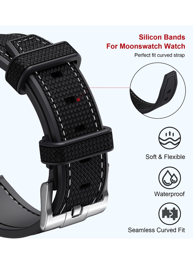 KISSUN Bands for Moonswatch Watch,Curved SIlicone Strap Compatible with Omega X Swatch 20mm Watch,Swatch Omega Moonswatch Speedmaster Watch Replacement No Gap Strap Men Women - Image 3