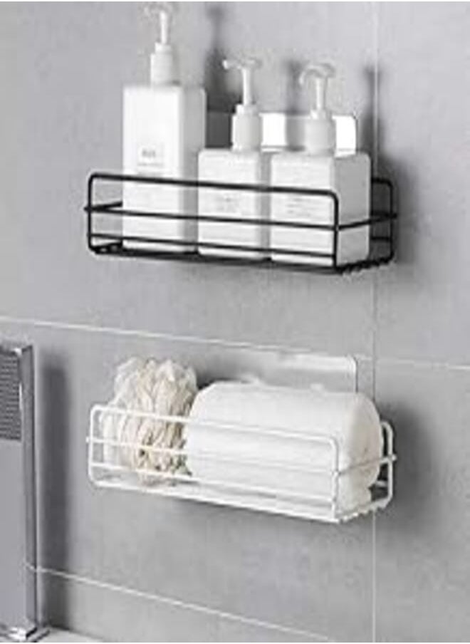 ZURATO ZURATO Wall Mounted Metal Shelf Storage Durable Caddy Organizer Rack with Adhesive Hook ( Multicolour , Large) 
