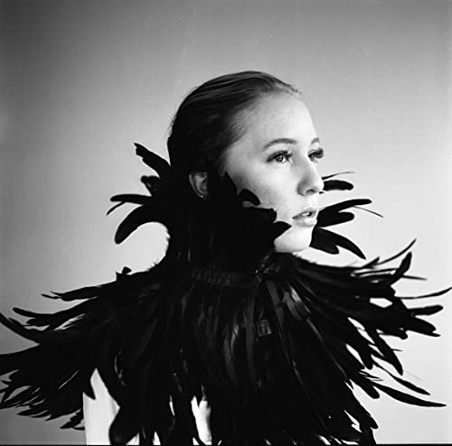 L'VOW Black Feather Shrug Cape Raven Crow Shawl Collar Maleficent Halloween Black Swan Costumes for Women(Black003) - Image 5