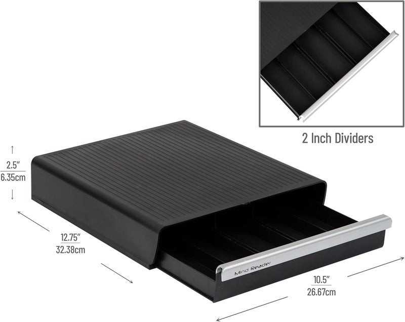 Mind Reader درج كبسولات القهوة الفردية، سعة 30 كبسولة، منظم سطح الطاولة، 10.5"L x 12.75"W x 2.5"H، أسود - Image 3