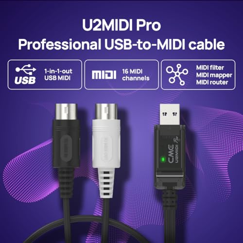 CME U2MIDI Pro - High-Speed USB MIDI Cable with Filter and Mapper - Plug & Play USB-to-MIDI Interface for Computer/Laptop/PC to MIDI Instrument/Device - 6.5ft - Image 3