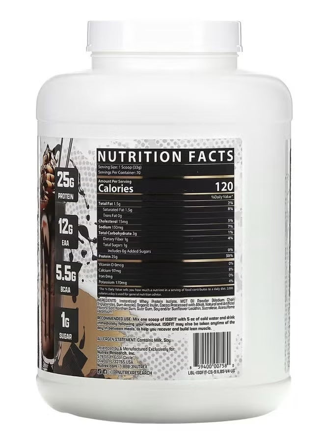 Nutrex Research IsoFit Whey Protein Isolate Powder Chocolate Shake 5lbs - Image 2