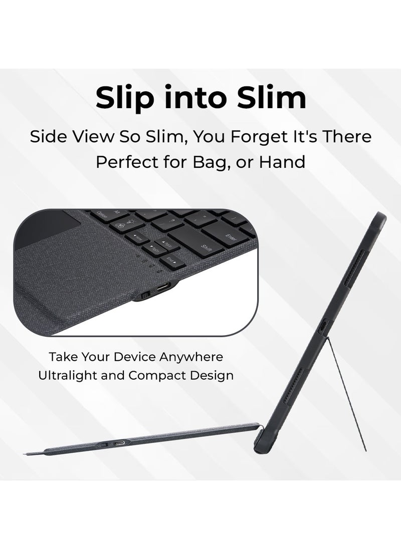 glassology - iPad Air (4th 5th Gen) And iPad Pro 11 (2018, 2020, 2021, 2022)iPad Keyboard Case Folio Combo with Detachable Backlit Keyboard Trackpad Smart Connector Arabic And English - Image 1