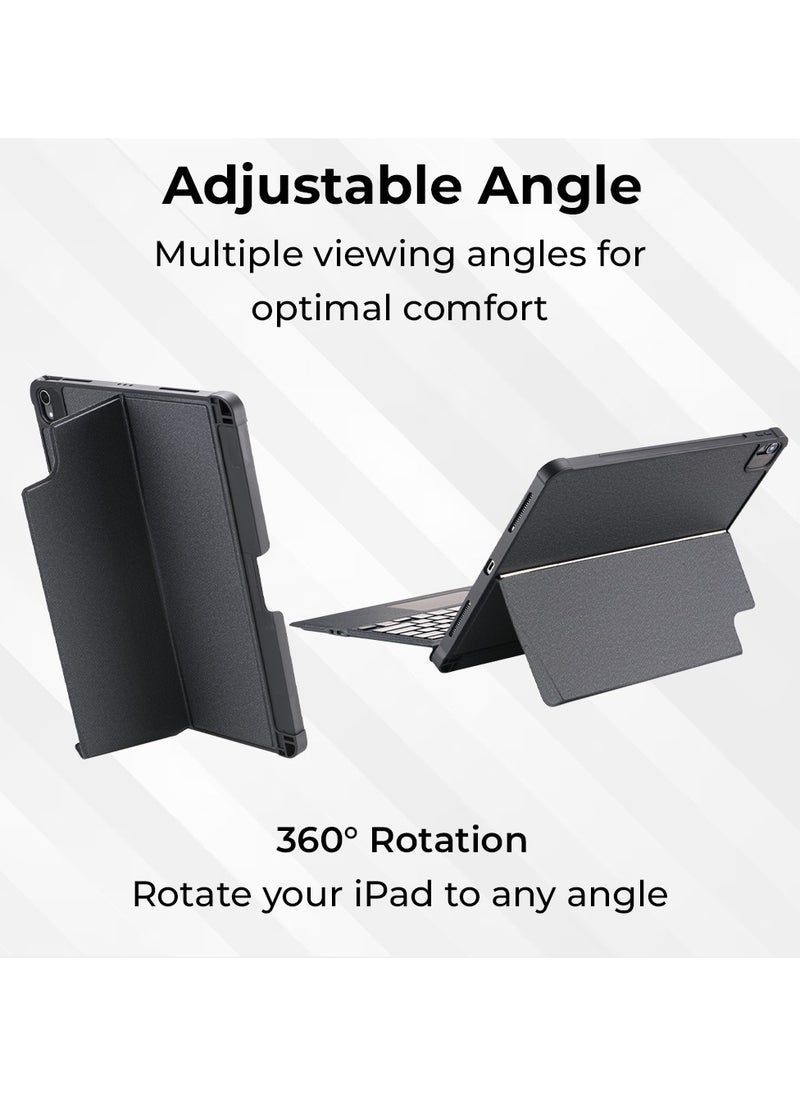 glassology - iPad Air (4th 5th Gen) And iPad Pro 11 (2018, 2020, 2021, 2022)iPad Keyboard Case Folio Combo with Detachable Backlit Keyboard Trackpad Smart Connector Arabic And English - Image 1