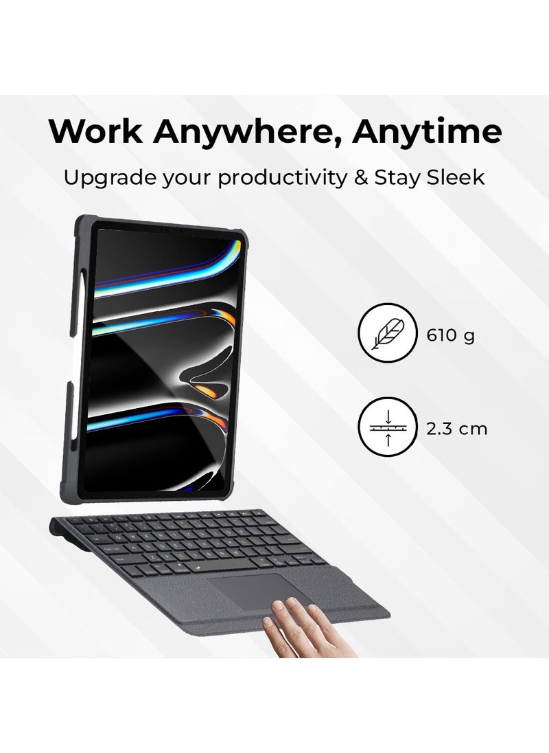 glassology - iPad Air (4th 5th Gen) And iPad Pro 11 (2018, 2020, 2021, 2022)iPad Keyboard Case Folio Combo with Detachable Backlit Keyboard Trackpad Smart Connector Arabic And English - Image 1