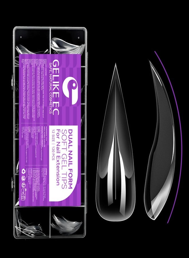 Gelike EC Cat Dual Forms for Extension: 120 Pcs Color Nail Form, 12 Size Nail Forms For Builder, Half Matte Gel Forms For Manicure Art Design Salon Diy - Image 1