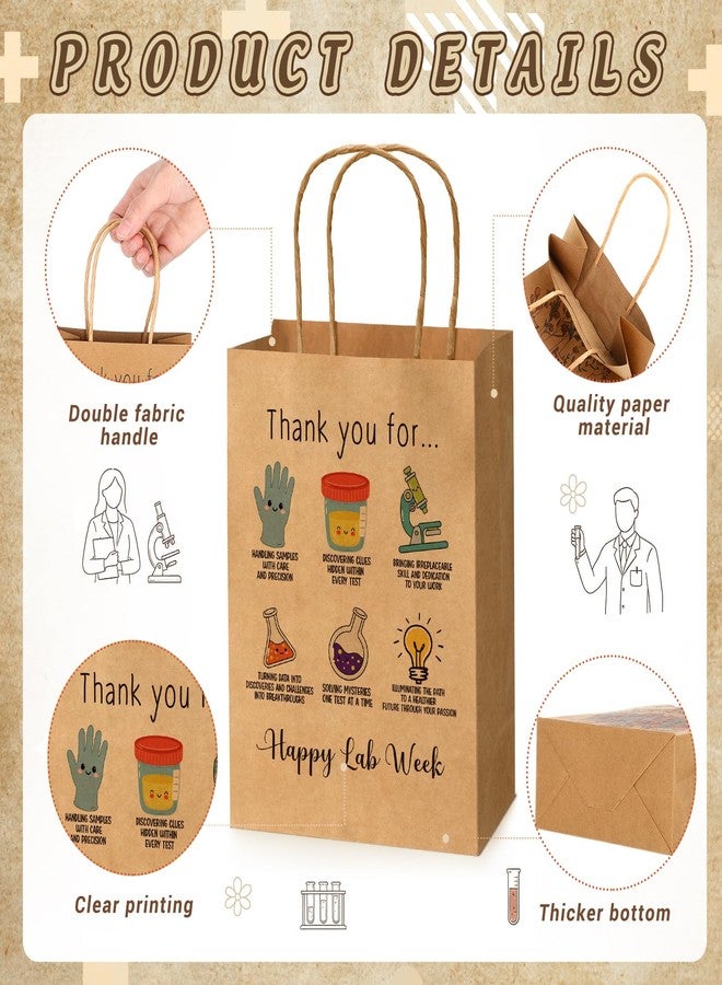 Tenceur 25 Pcs Lab Week Thank You Gifts Bags Bulk Medical Laboratory Technicians Appreciation Paper Bags with Handles Lab Week Party Thank You Medical Laboratory Professionals Workers Staff Gifts - Image 2