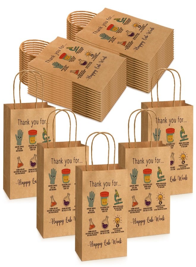 Tenceur 25 Pcs Lab Week Thank You Gifts Bags Bulk Medical Laboratory Technicians Appreciation Paper Bags with Handles Lab Week Party Thank You Medical Laboratory Professionals Workers Staff Gifts - Image 1
