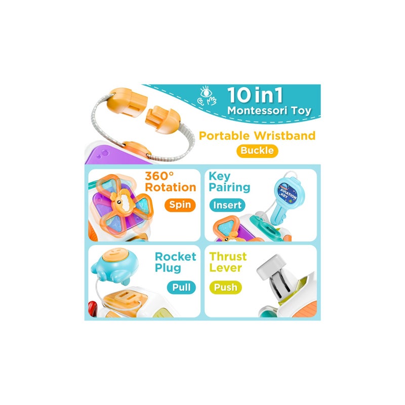 SOLARAE Baby Busy Cubefor Toddler 1-3, Montessori Sensory Toys Infant Carseat Toy Plane Travel Toy Educational Learning Cube Travel Busy Board Educational Infant Toy Infant Montessori Cube Baby Plane Toy - Image 2