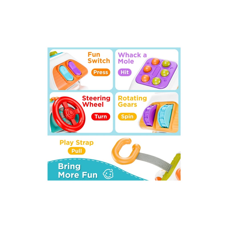 SOLARAE Baby Busy Cubefor Toddler 1-3, Montessori Sensory Toys Infant Carseat Toy Plane Travel Toy Educational Learning Cube Travel Busy Board Educational Infant Toy Infant Montessori Cube Baby Plane Toy - Image 3