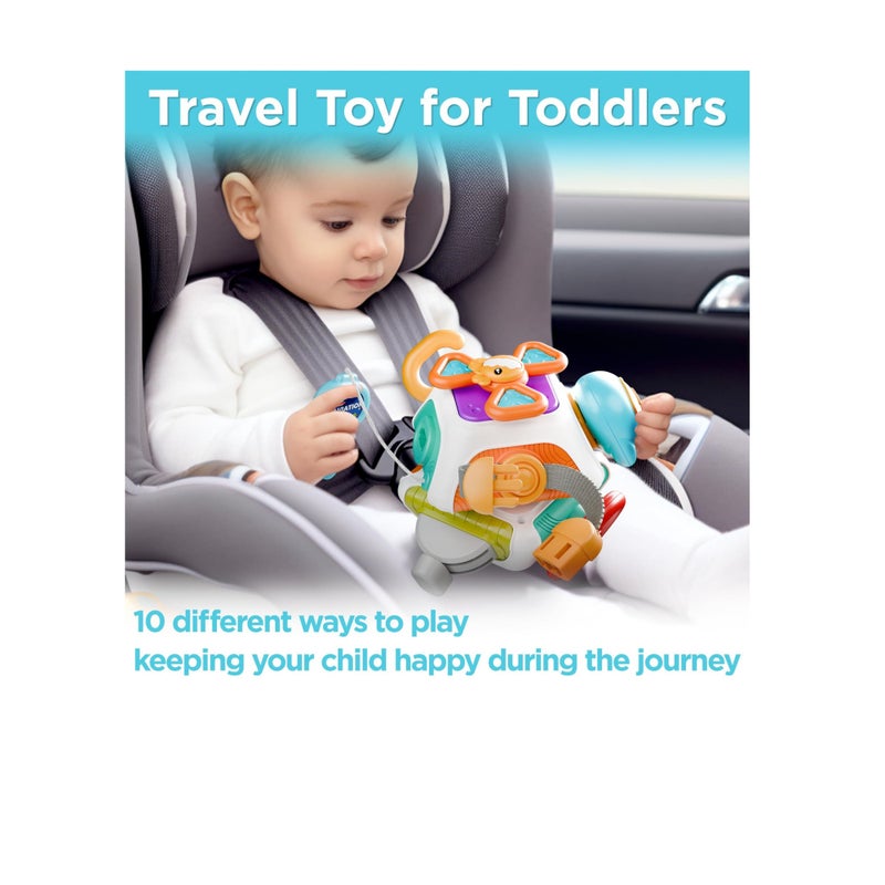 SOLARAE Baby Busy Cubefor Toddler 1-3, Montessori Sensory Toys Infant Carseat Toy Plane Travel Toy Educational Learning Cube Travel Busy Board Educational Infant Toy Infant Montessori Cube Baby Plane Toy - Image 5