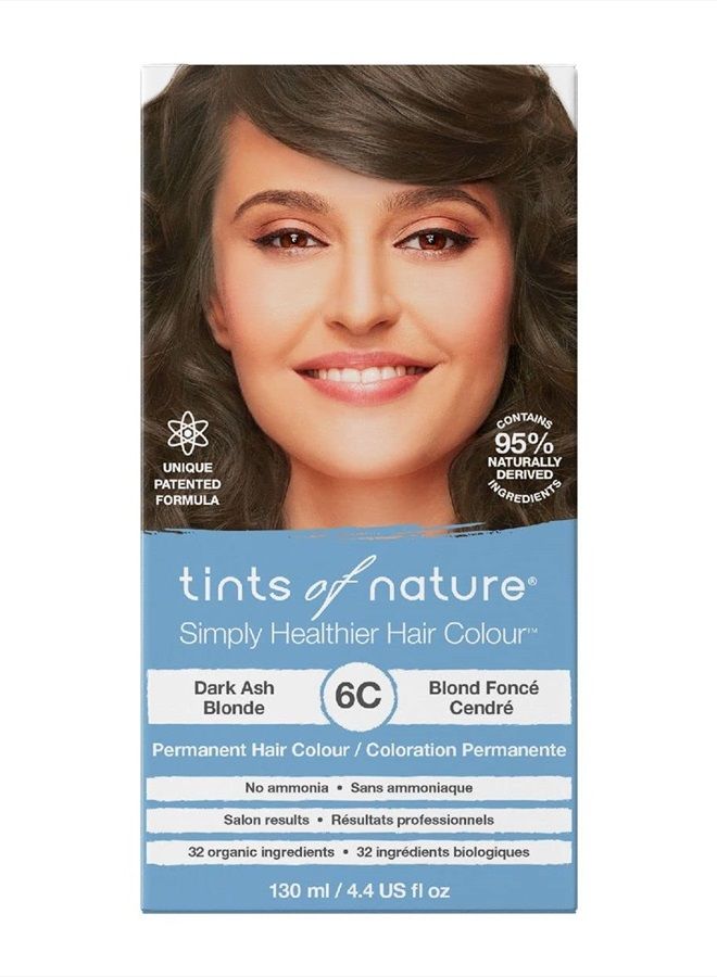 tints of nature صبغة شعر دائمة، تغذي الشعر وتغطي الشيب، 1 × 130 مل - 6C أشقر رمادي داكن - Image 1