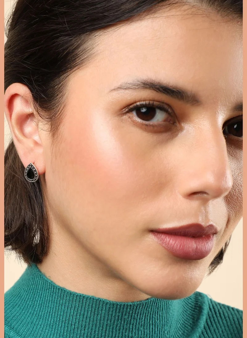 SOHI Set of 5 Silver Plated Casual Designer Stone Stud For Women