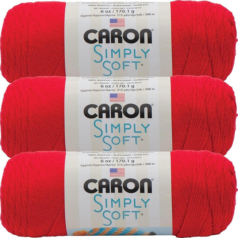 Caron Simply Soft Yarn Solids - 3-Pack Red (H97003-9729) - Image 1
