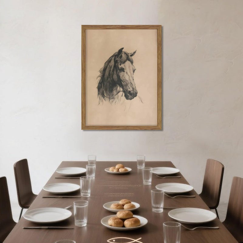 AKWISH Framed Horse Wall Art, Vintage Horse Head Sketch Canvas Print, Farmhouse Animal Wall Decor, Classic Country Pictures Artwork for Living Room Bedroom Home Decor â€“ 8x10 inch - Image 2