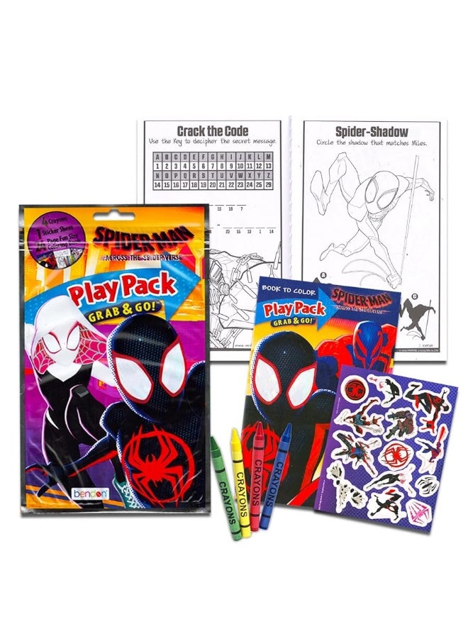 Spiderman Across The Spiderverse Coloring Book Set - 3 Pc Bundle with Spiderverse Coloring and Activity Book, Mess-Free Imagine Ink, Play Pack, More | Spiderman Spider Verse Coloring Book