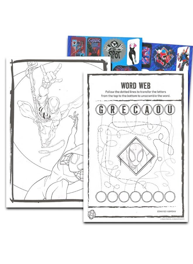 Spiderman Across The Spiderverse Coloring Book Set - 3 Pc Bundle with Spiderverse Coloring and Activity Book, Mess-Free Imagine Ink, Play Pack, More | Spiderman Spider Verse Coloring Book