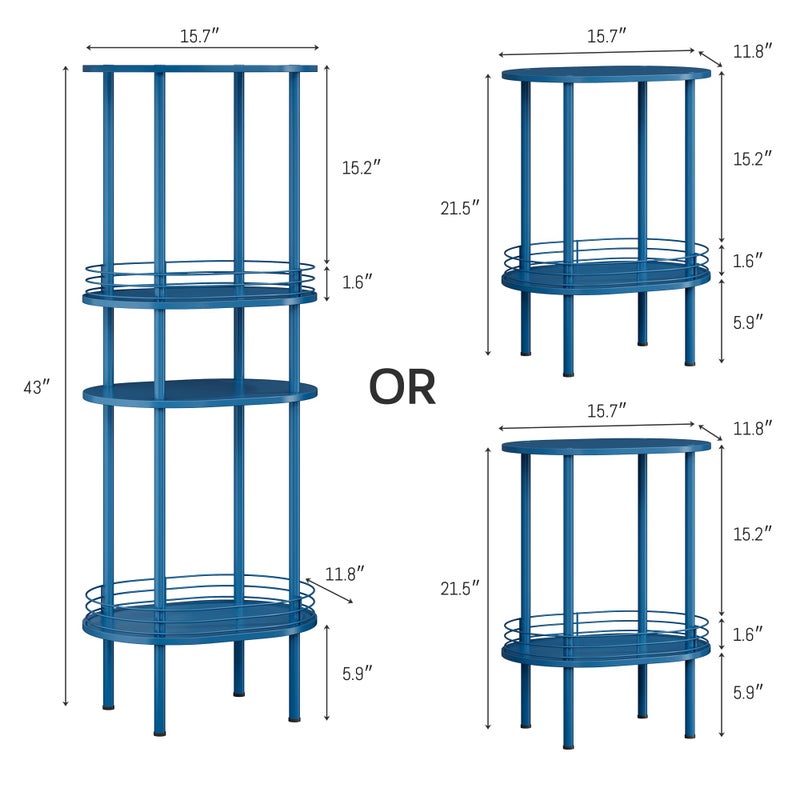 DGSANDGO Blue Side Table Set of 2,Side Tables Living Room,2-Tier Nightstand,Samll End Table for Small Space,Living Room,Bedroom, Nursery, (2PC,Blue) - Image 2