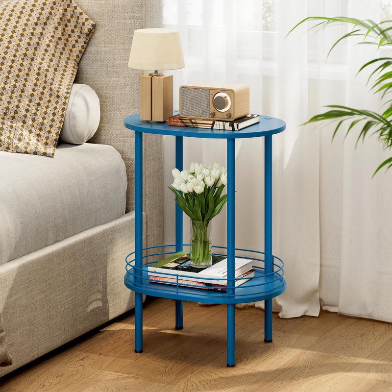 DGSANDGO Blue Side Table Set of 2,Side Tables Living Room,2-Tier Nightstand,Samll End Table for Small Space,Living Room,Bedroom, Nursery, (2PC,Blue) - Image 3