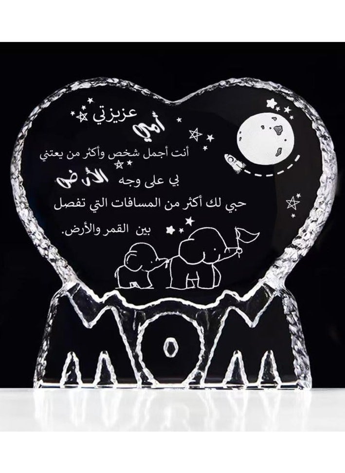 RARELY - Crystal Engraved Plaque I Love You Mum Birthday Gifts For Mother From Daughter And Son Mother's Day Romantic Gifts Glass Keepsake Paperweight with MUM Letters - Image 1
