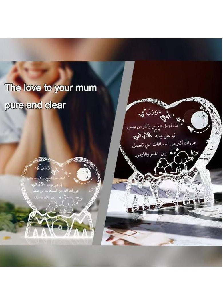 RARELY - Crystal Engraved Plaque I Love You Mum Birthday Gifts For Mother From Daughter And Son Mother's Day Romantic Gifts Glass Keepsake Paperweight with MUM Letters - Image 1