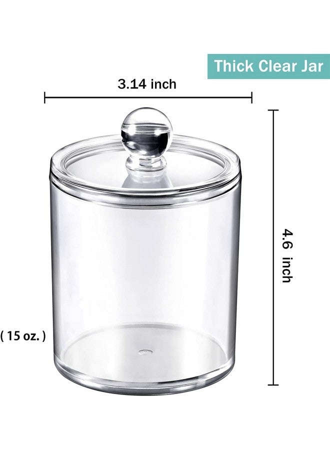 Zollyss Zollyss Plastic Cotton Swab Ball Pad Holder, 15 Oz Qtip Apothecary Jar Clear Bathroom Container Organizer Dispenser (2 Pack)  - Image 2