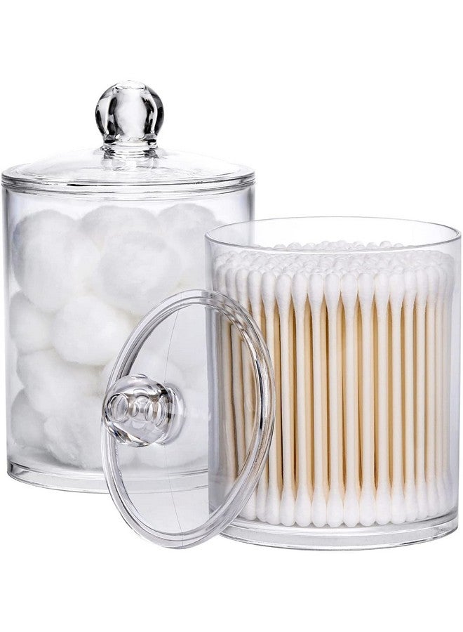 Zollyss Zollyss Plastic Cotton Swab Ball Pad Holder, 15 Oz Qtip Apothecary Jar Clear Bathroom Container Organizer Dispenser (2 Pack)  - Image 1
