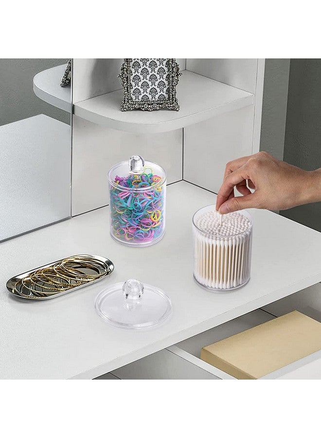 Zollyss Zollyss Plastic Cotton Swab Ball Pad Holder, 15 Oz Qtip Apothecary Jar Clear Bathroom Container Organizer Dispenser (2 Pack)  - Image 5