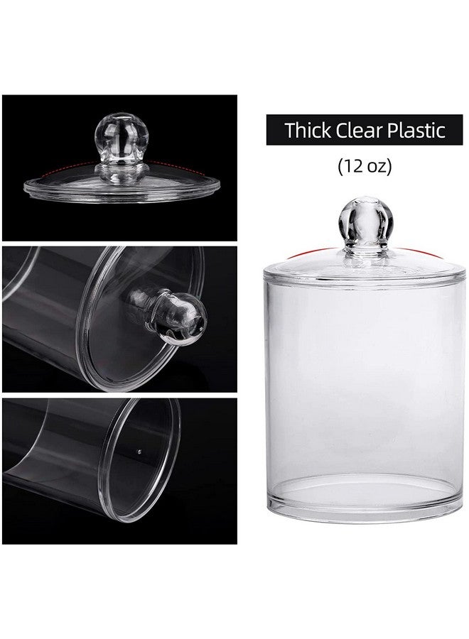 Zollyss Zollyss Plastic Cotton Swab Ball Pad Holder, 15 Oz Qtip Apothecary Jar Clear Bathroom Container Organizer Dispenser (2 Pack)  - Image 4