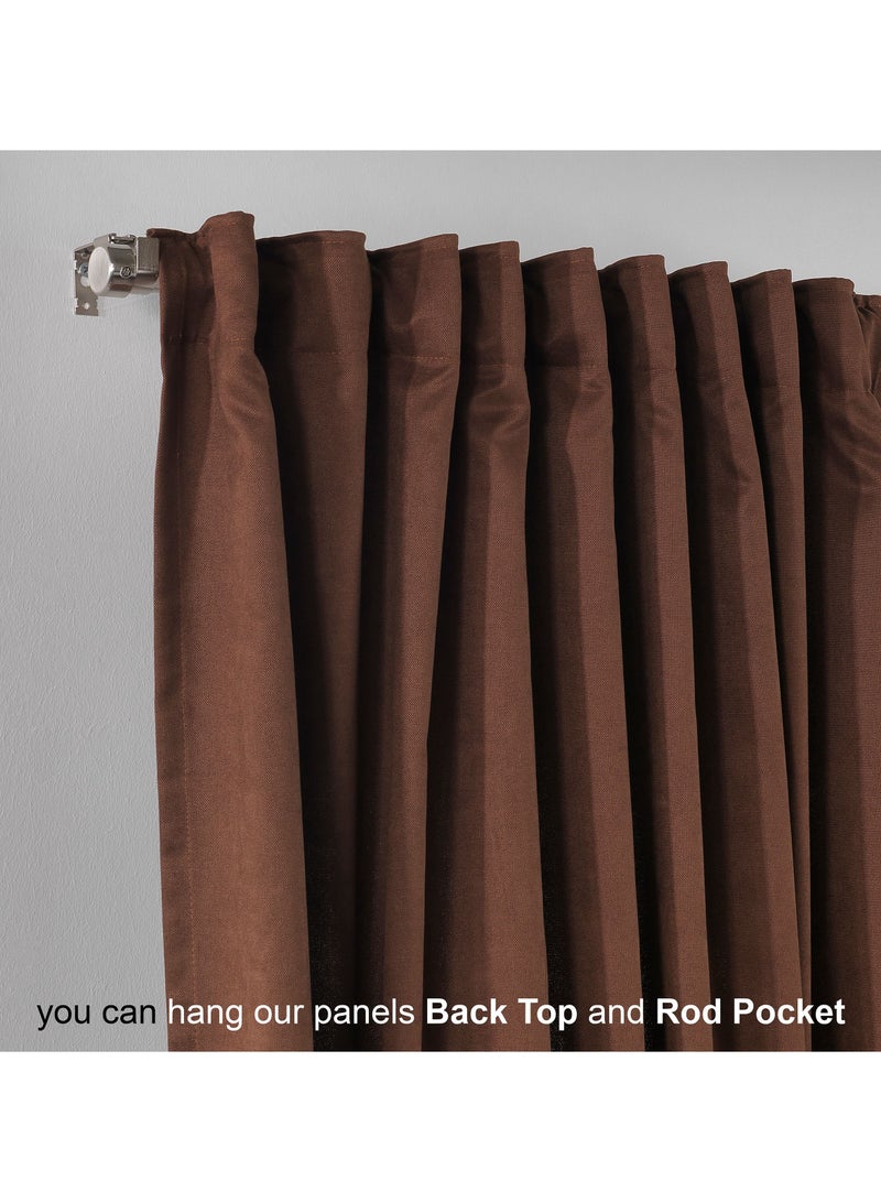 Zeenah Furniture Solid Color Home Decorative Curtains Velvet Look 2 Panels Hanging Back Tap & Rod Pocket Living Room Nursery Room Kitchen Office Windows Home Decoration - Image 3